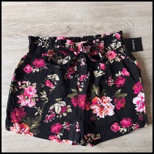 NWT Forever 21 Black Floral High Waist Shorts